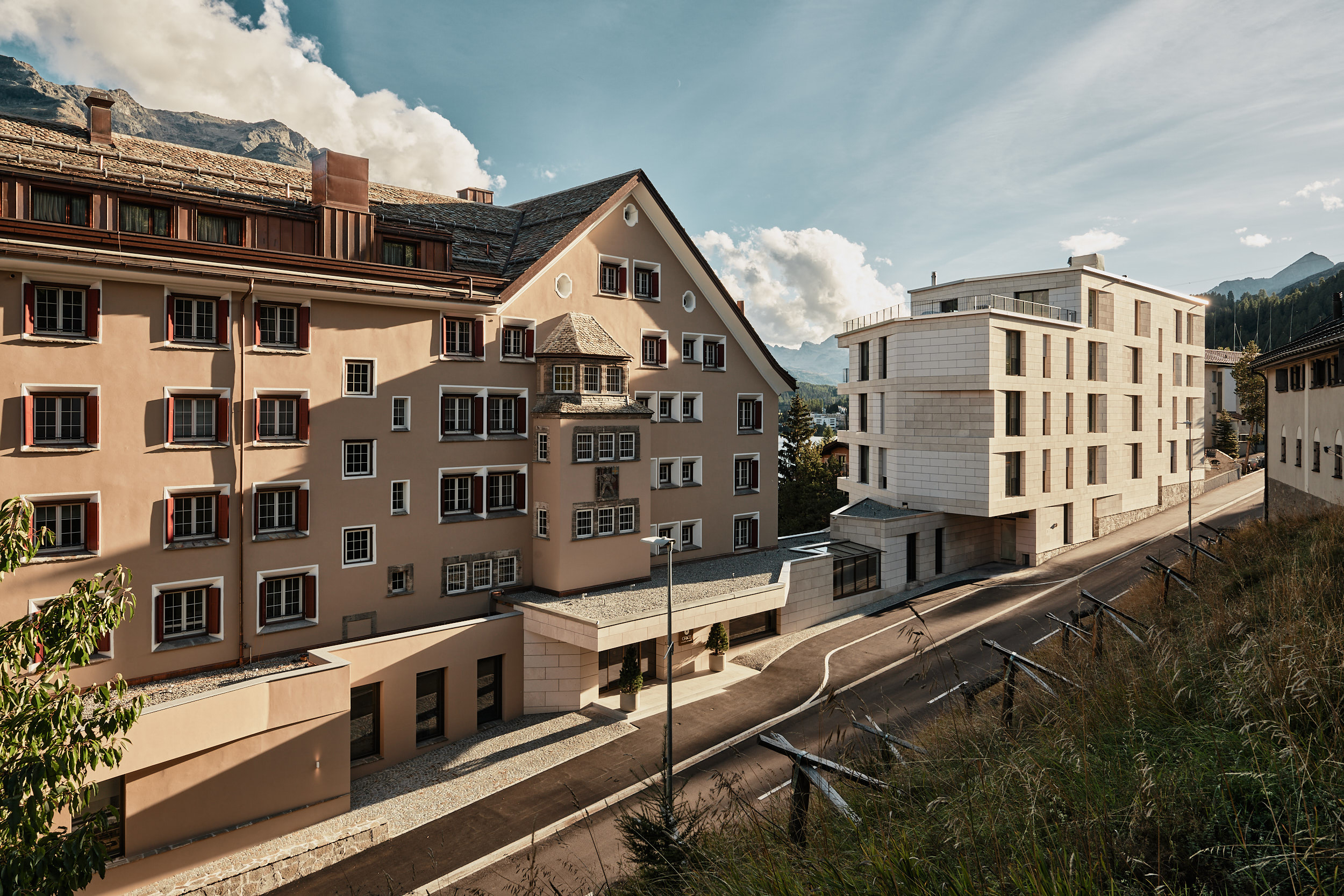 Grace La Margna exterior directly opposite St. Moritz railway station